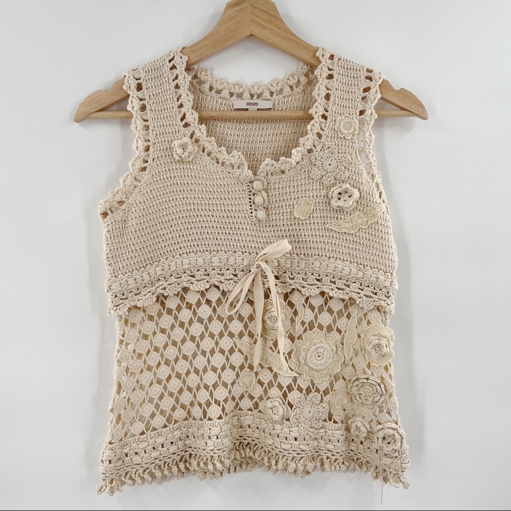Kenzo crochet floral tank top size M